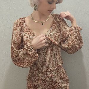 NWT Gianni Bini Smocked Long Sleeve Top, XS